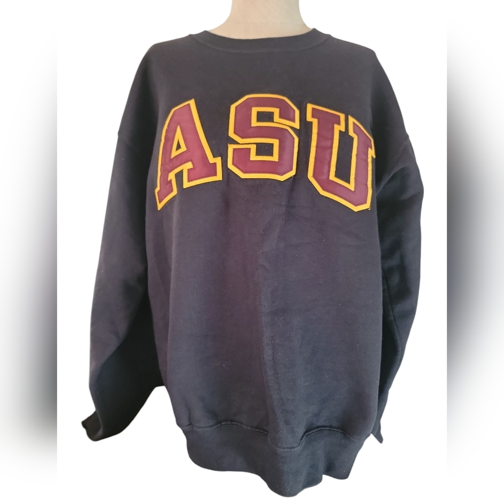 Champion ASU Black Sweater Maroon and Gold Lettering Patch Unisex